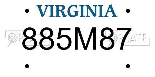 885M87 Virginia License Plate