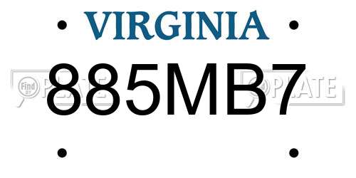 885MB7 Virginia License Plate