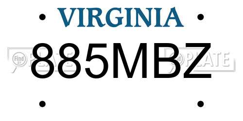 885MBZ Virginia License Plate