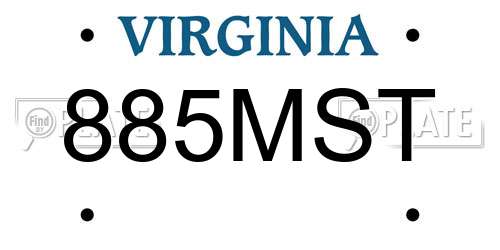 885MST Virginia License Plate