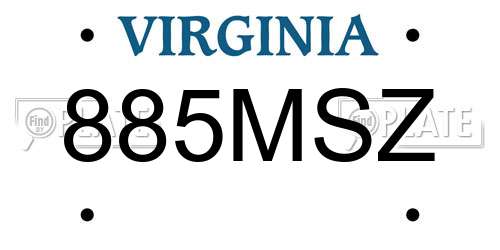885MSZ Virginia License Plate