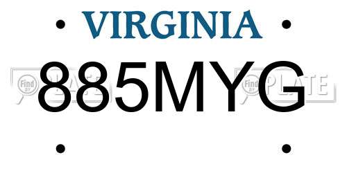 885MYG Virginia License Plate