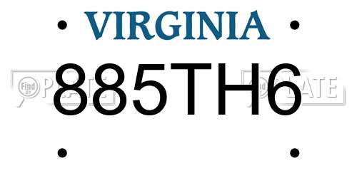 885TH6 Virginia License Plate