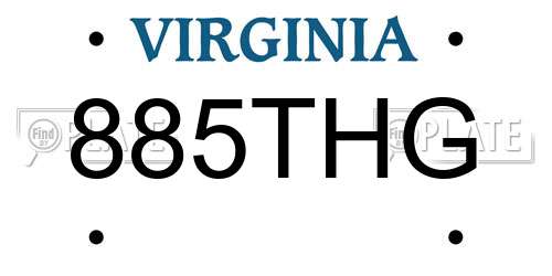885THG Virginia License Plate