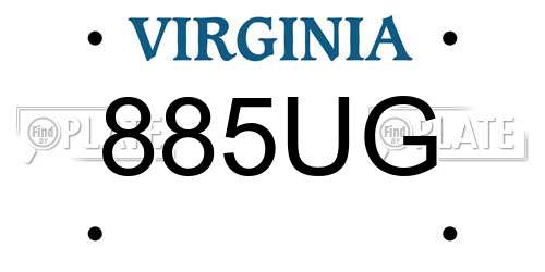 885UG Virginia License Plate