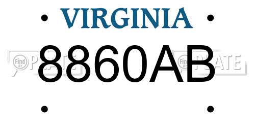 8860AB Virginia License Plate