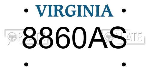 8860AS Virginia License Plate