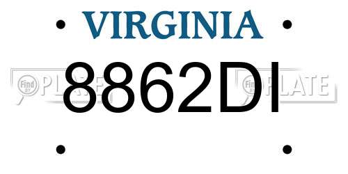 8862DI Virginia License Plate