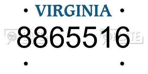 8865516 Virginia License Plate