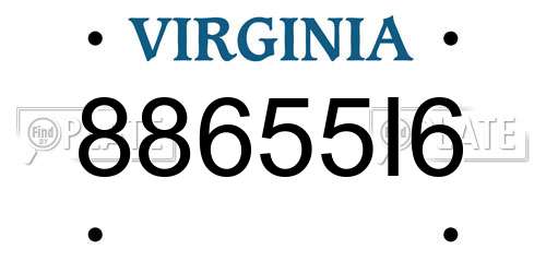 88655I6 Virginia License Plate