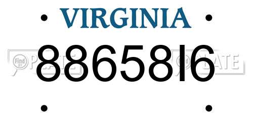 88658I6 Virginia License Plate