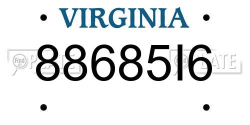 88685I6 Virginia License Plate