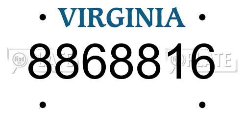 8868816 Virginia License Plate