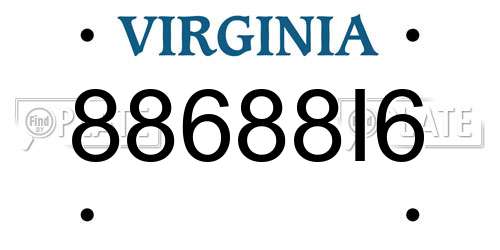 88688I6 Virginia License Plate