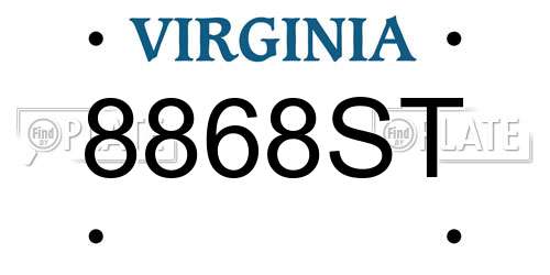 8868ST Virginia License Plate