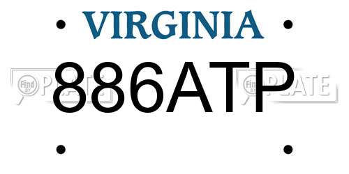 886ATP Virginia License Plate