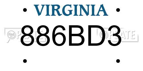 886BD3 Virginia License Plate