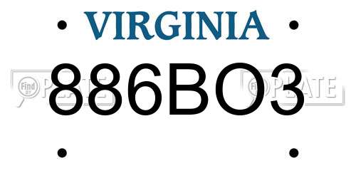 886BO3 Virginia License Plate