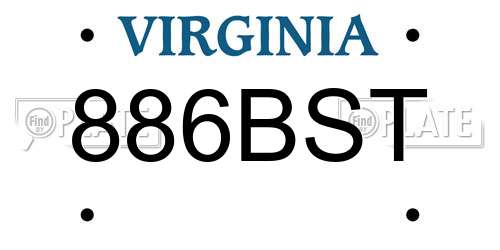 886BST Virginia License Plate