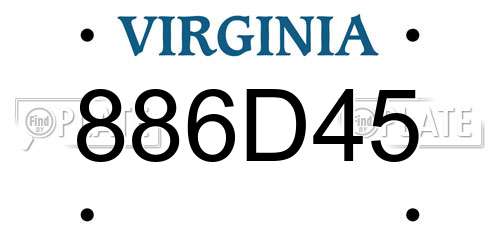 886D45 Virginia License Plate