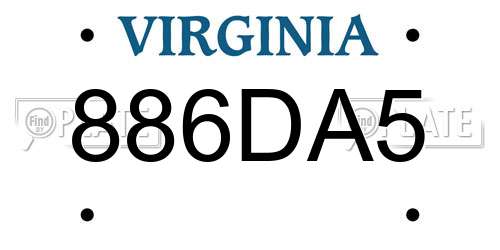 886DA5 Virginia License Plate