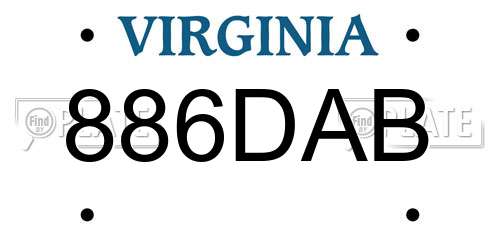 886DAB Virginia License Plate