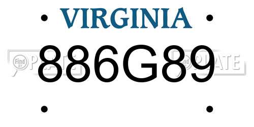 886G89 Virginia License Plate