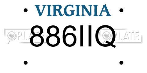 886IIQ Virginia License Plate
