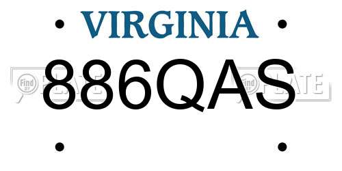 886QAS Virginia License Plate