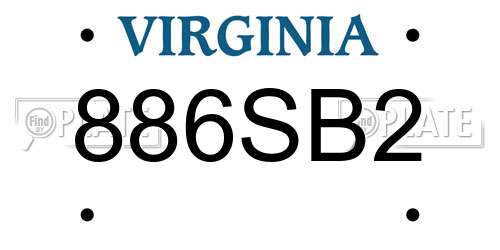 886SB2 Virginia License Plate