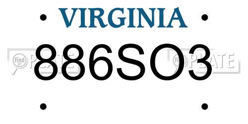 886SO3 Virginia License Plate
