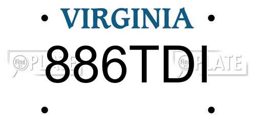 886TDI Virginia License Plate