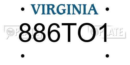 886TO1 Virginia License Plate