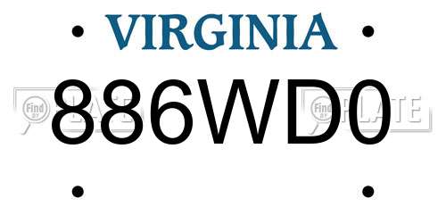 886WD0 Virginia License Plate