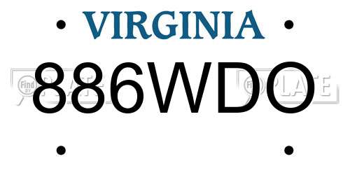 886WDO Virginia License Plate