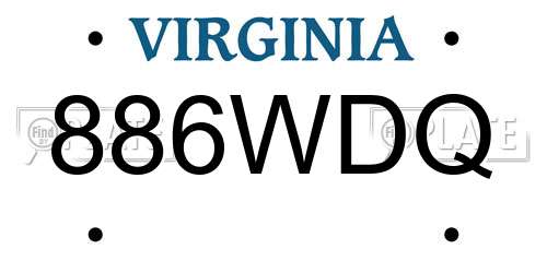 886WDQ Virginia License Plate