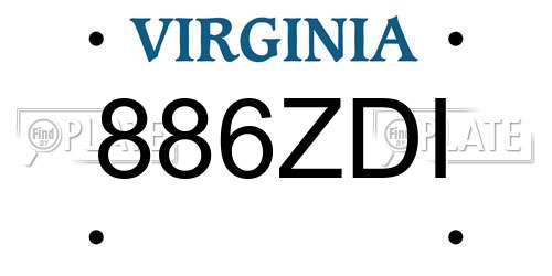 886ZDI Virginia License Plate