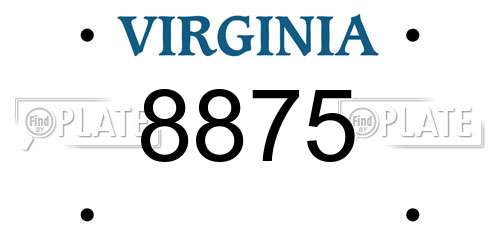 8875 Virginia License Plate