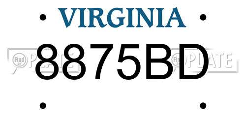 8875BD Virginia License Plate