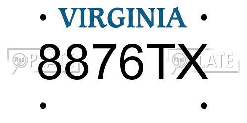 8876TX Virginia License Plate
