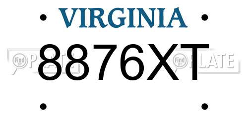 8876XT Virginia License Plate