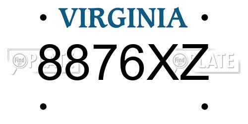 8876XZ Virginia License Plate