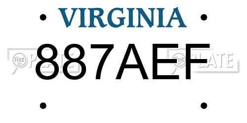 887AEF Virginia License Plate