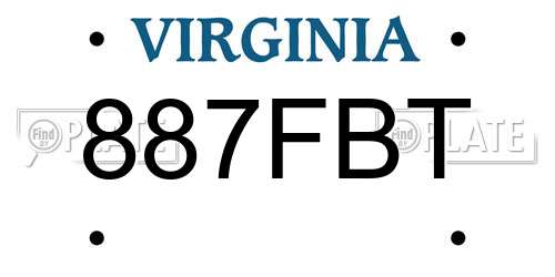 887FBT Virginia License Plate