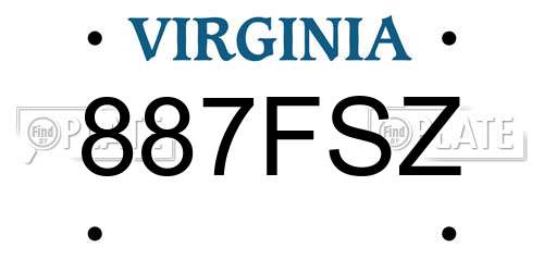 887FSZ Virginia License Plate