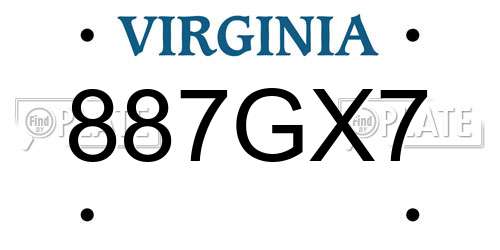 887GX7 Virginia License Plate