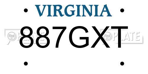 887GXT Virginia License Plate