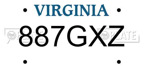 887GXZ Virginia License Plate