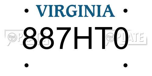 887HT0 Virginia License Plate