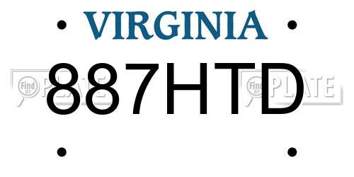 887HTD Virginia License Plate
